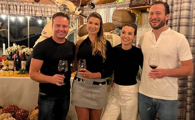 Valle D' incanto teve Wine Experience com os chefs Dalton Rangel e Nathallie Casagrande 1 Fabio Noel Cris Endres Nathallie Casagrande Dalton Rangel - Acontece Gramado
