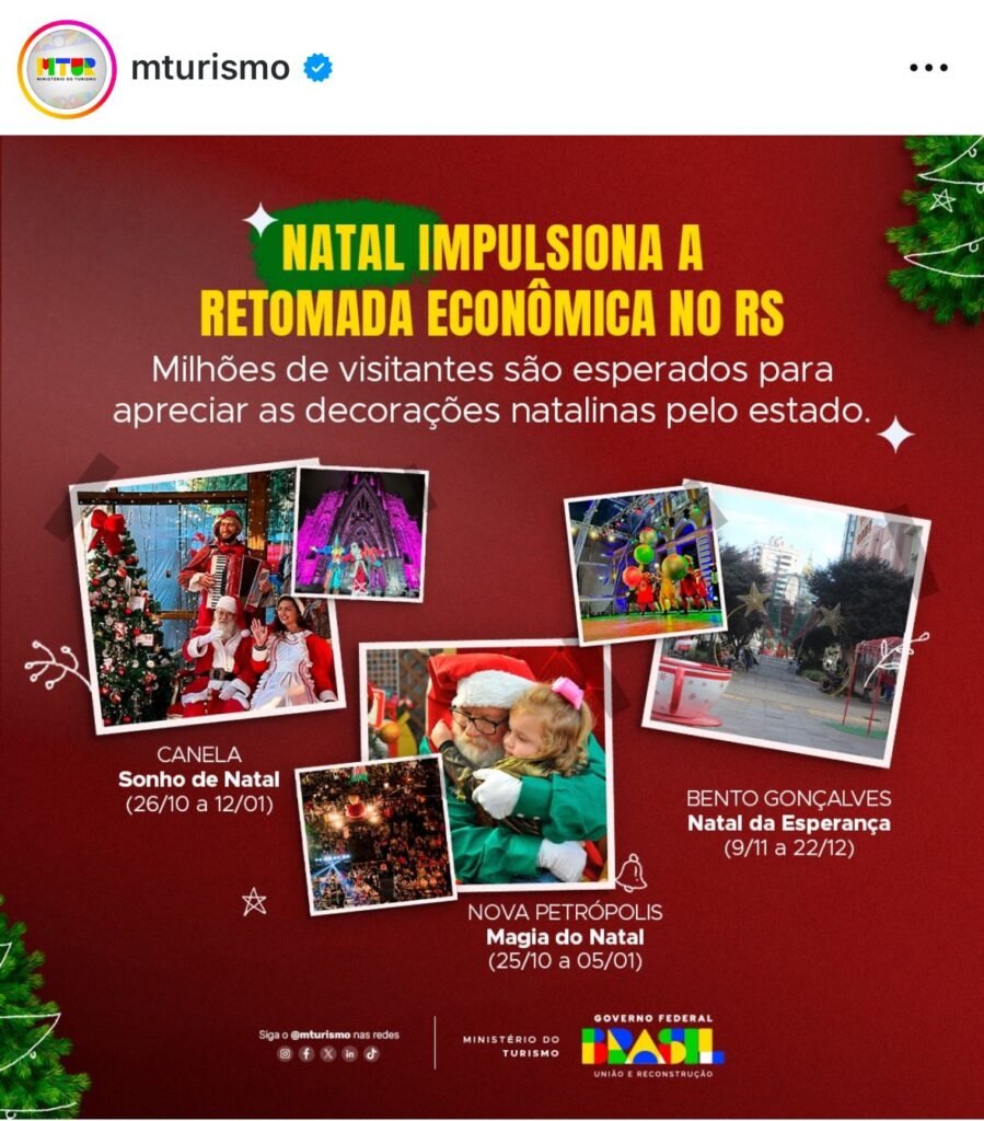 Natal Luz: Falta de apoio federal e gafe nas redes sociais provocam indignação em Gramado 2 Post Ministerio do Turismo - Acontece Gramado