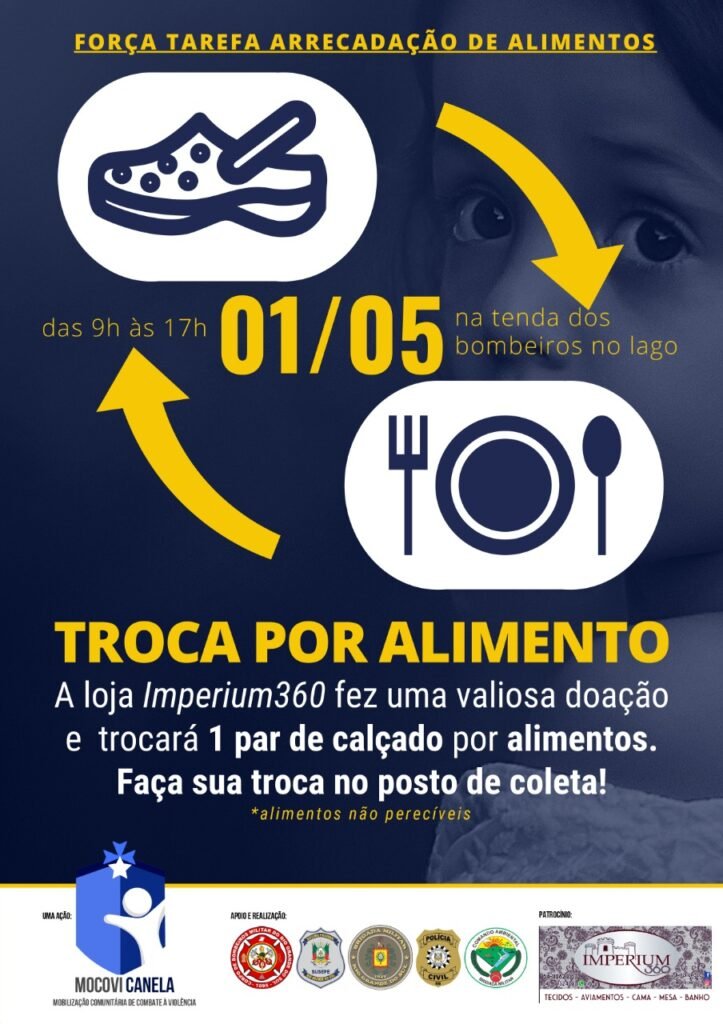 Forças de segurança de Canela vão arrecadar alimentos no Parque do Lago dia 1º de maio 1 alimentos 1 - Acontece Gramado