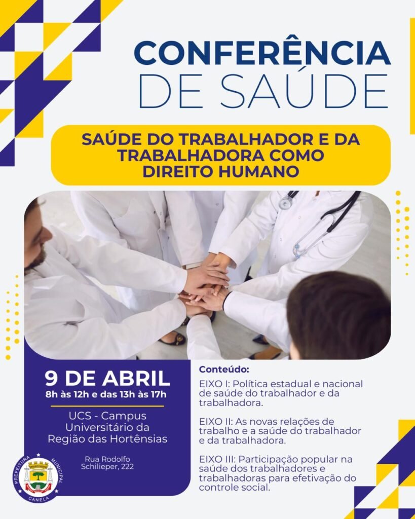 Conferência em Canela, com entrada gratuita, debaterá cuidados com a saúde dos trabalhadores 1 conferencia canela - Acontece Gramado