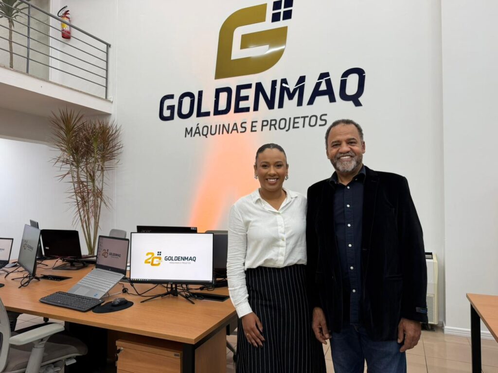 Inauguração da nova sede da Goldenmaq em Caxias do Sul marca os 20 anos de expansão tecnológica na América Latina 1 Diretora Goldenmaq Ivanna Velho e fundador da empresa Ivonesio Velho - Acontece Gramado