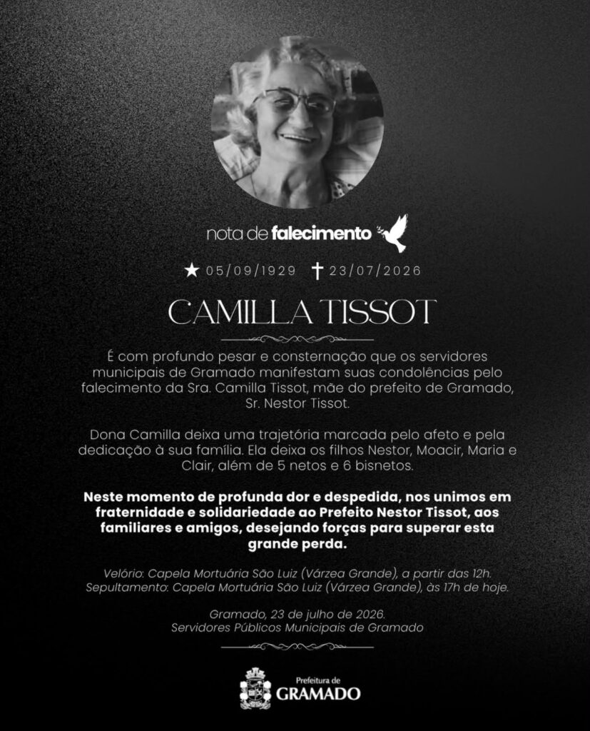 Camilla Tissot, mãe do prefeito Nestor Tissot, falece aos 96 anos em Gramado 1 WhatsApp Image 2026 07 23 at 13.17.50 - Acontece Gramado