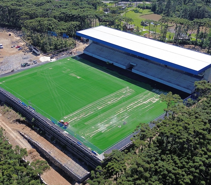 Jogo entre Gramadense e Bahia vai inaugurar a Arena Gramadense no dia 16 de outubro 1 Foto Arena Gramadense.drone - Acontece Gramado