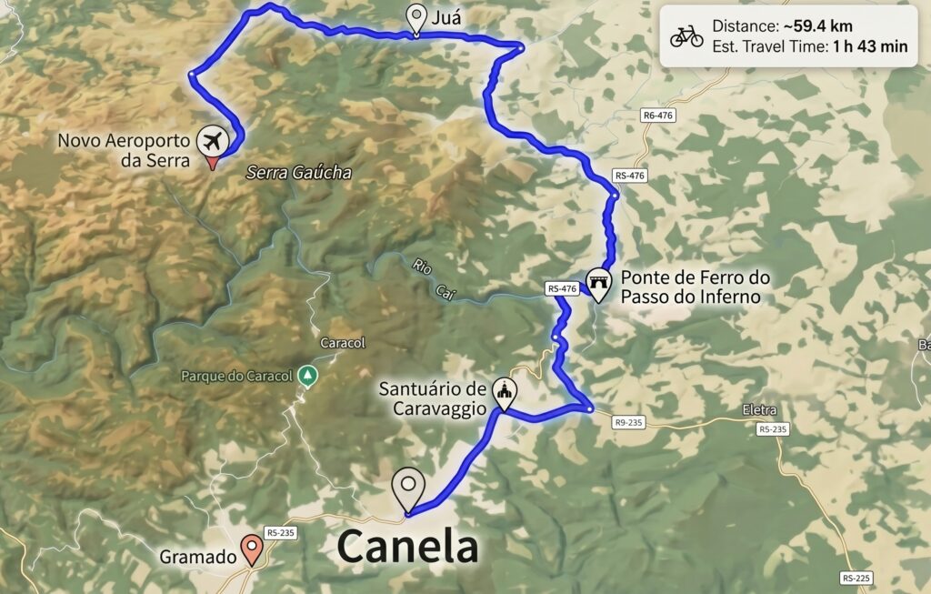 Vitória de Canela: Governo do RS define ERS-466 para ligação da região com novo Aeroporto da Serra 1 mapa canela aeroporto - Acontece Gramado